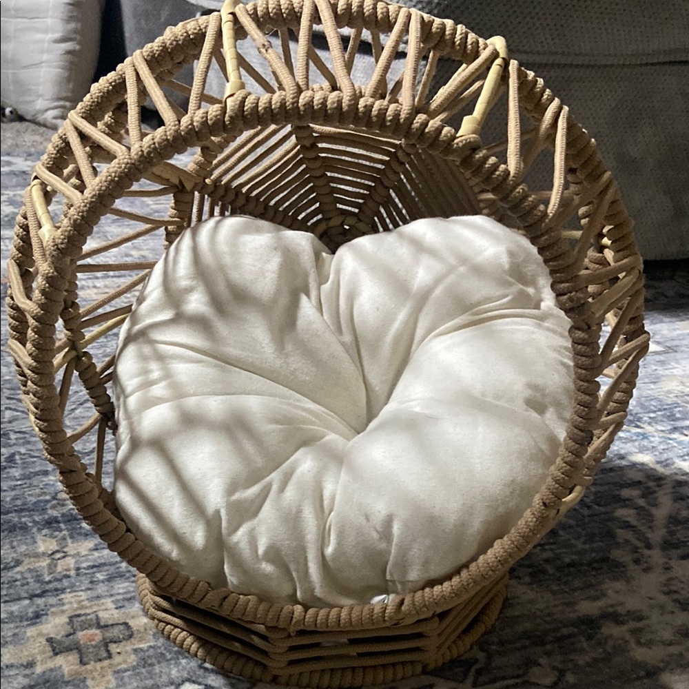 Bohemian Chic Pet Bed with White Cushion